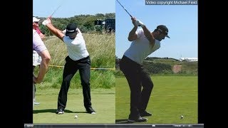 Jon Rahm golf swing  Long Iron faceon amp downtheline July 2017 [upl. by Fasa]