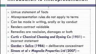 Misrepresentation Lecture 1 of 4 [upl. by Rohclem]